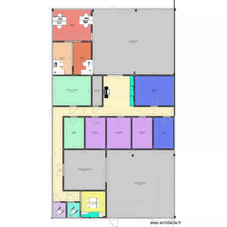 ZONE BUREAUX . Plan de 