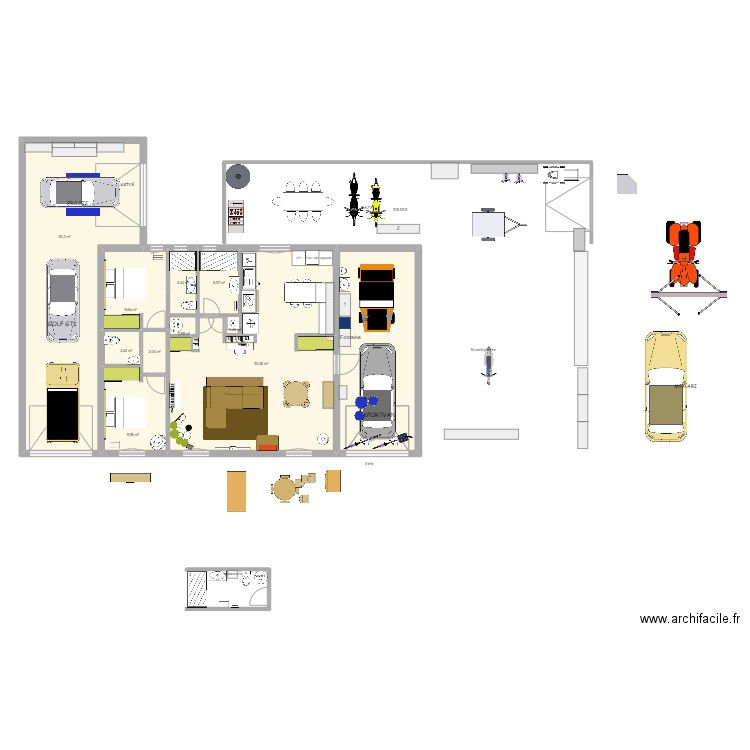 Projet 1. Plan de 11 pièces et 171 m2