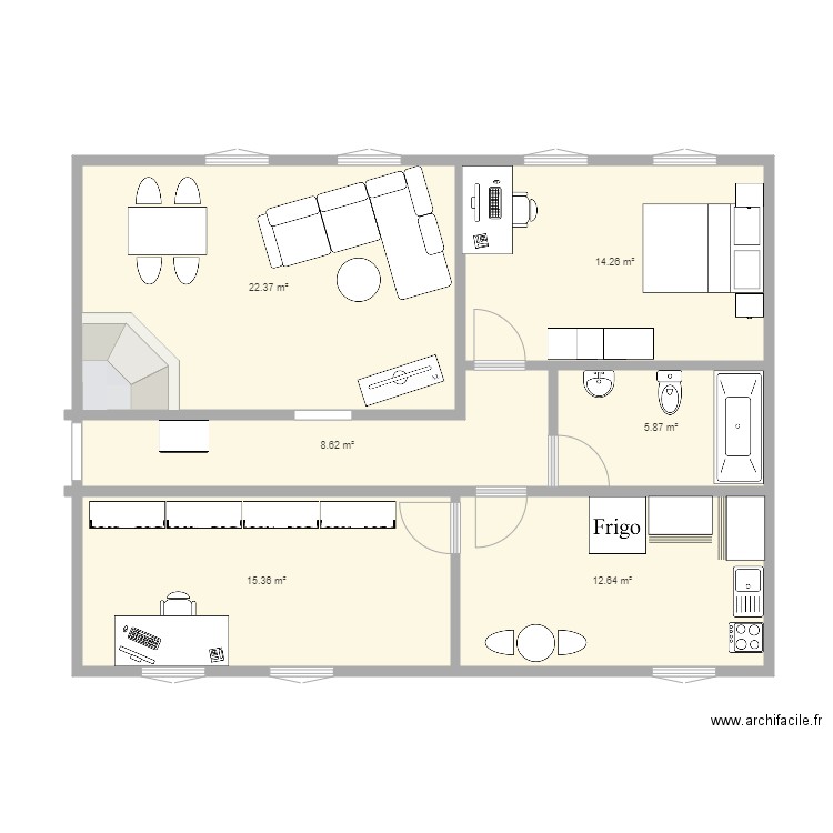 johan 2023. Plan de 6 pièces et 79 m2