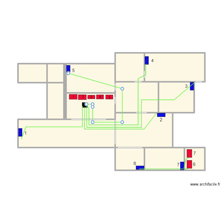 CLIM  villa HERVE et EVE . Plan de 14 pièces et 46 m2