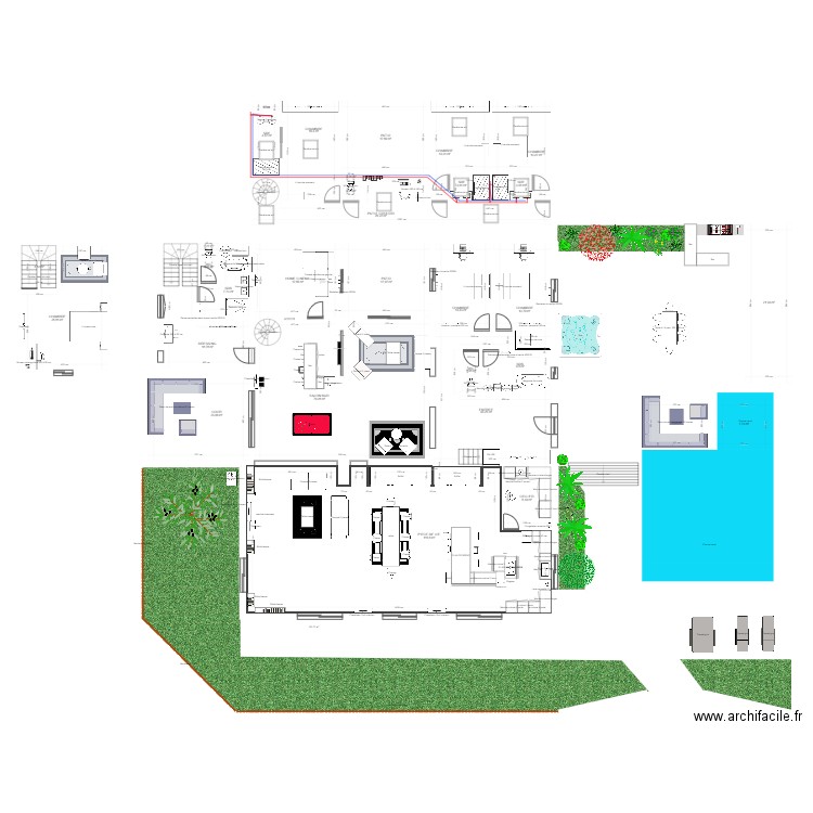 maison. Plan de 32 pièces et 519 m2