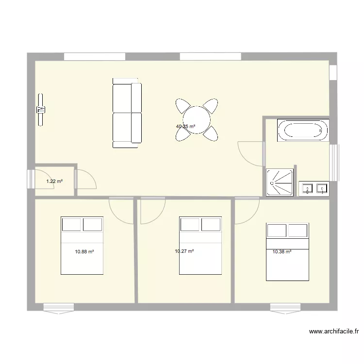 Maison 3chambres. Plan de 