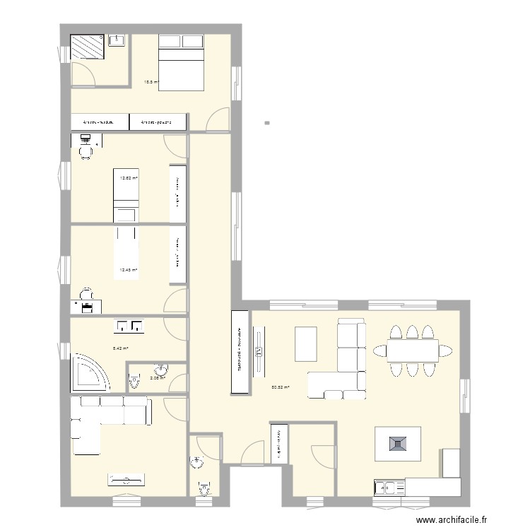 plan maison plein pied. Plan de 0 pièce et 0 m2