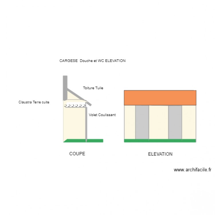 Cargese Douche WC Elevation sept 2017. Plan de 0 pièce et 0 m2