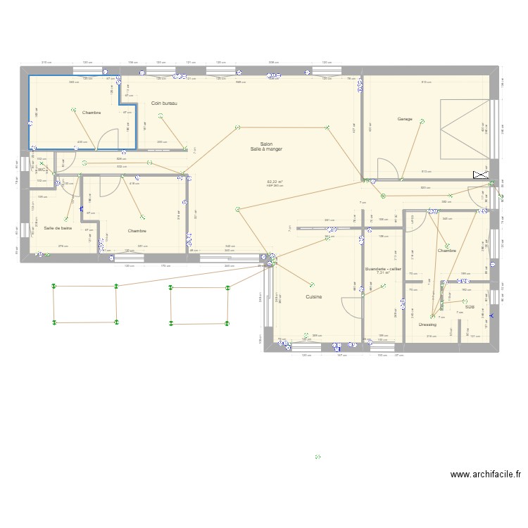 Plan électrique. Plan de 8 pièces et 162 m2