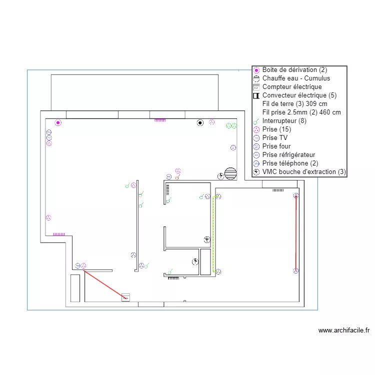 Plan &eacute;lec avant travaux. Plan de 