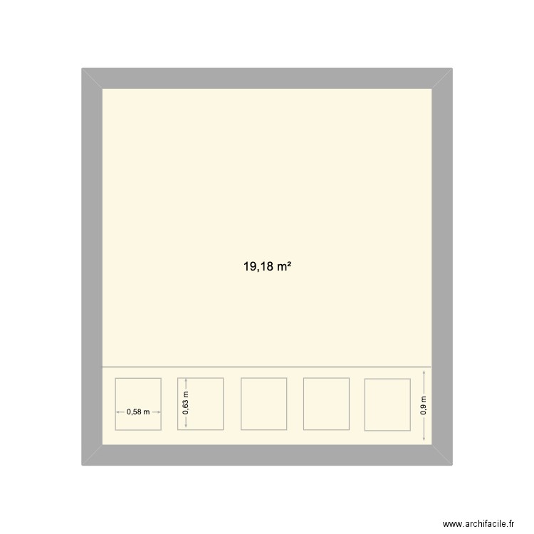 Cimaise mur D. Plan de 1 pièce et 19 m2