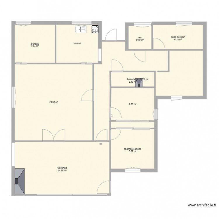 Schaltin modif 06 05 chambre 3. Plan de 0 pièce et 0 m2