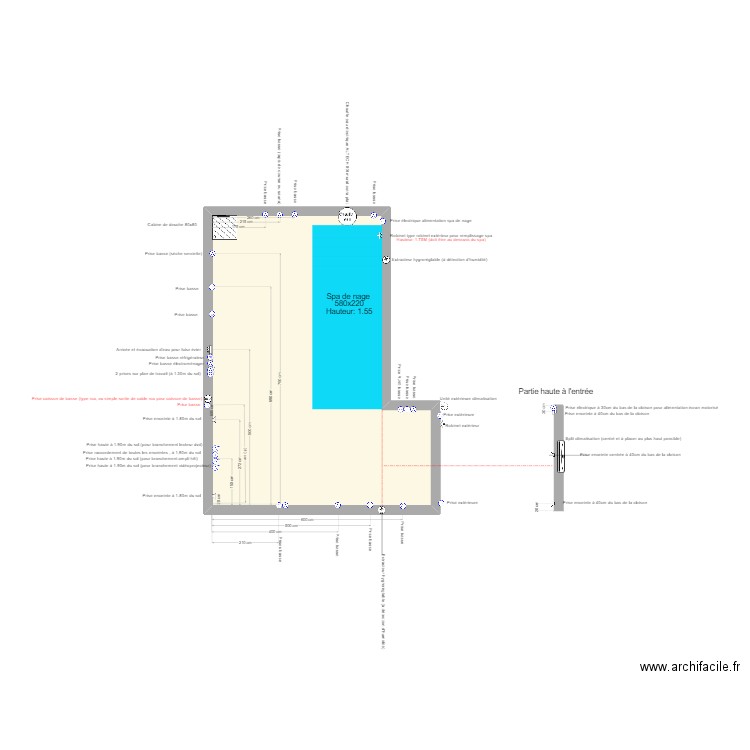 Atelier. Plan de 1 pièce et 54 m2