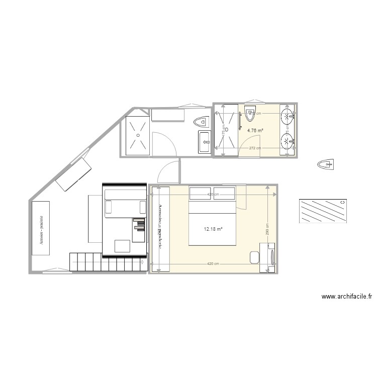 CHBRE ANGLE VERSION 4. Plan de 0 pièce et 0 m2