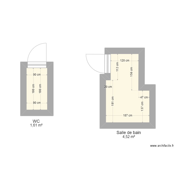 GUITTON. Plan de 2 pièces et 6 m2