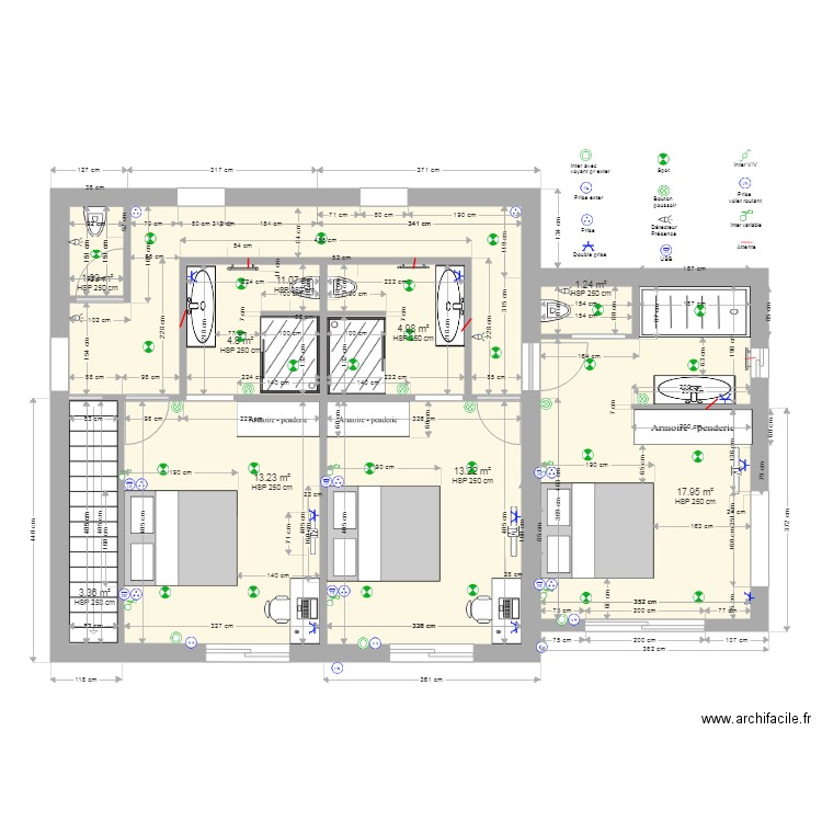 Chambre 1ier Tritons V3 0909 elecA3. Plan de 0 pièce et 0 m2