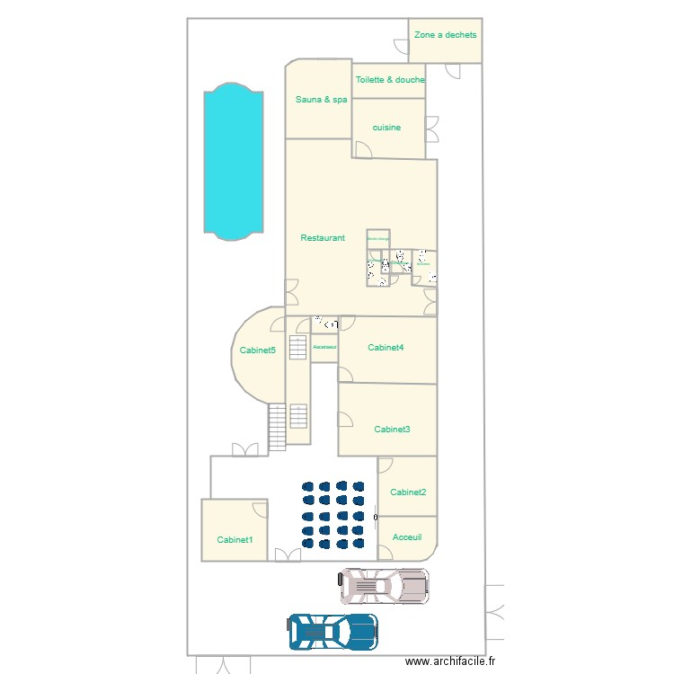 RDC transformation draft1. Plan de 20 pièces et 246 m2