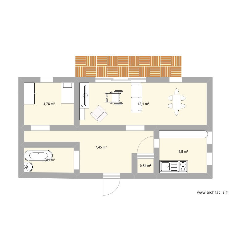 E33. Plan de 6 pièces et 32 m2