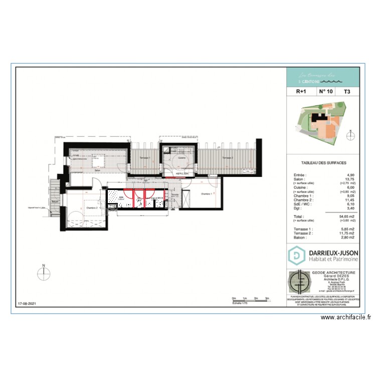 anglet V1. Plan de 3 pièces et 8 m2