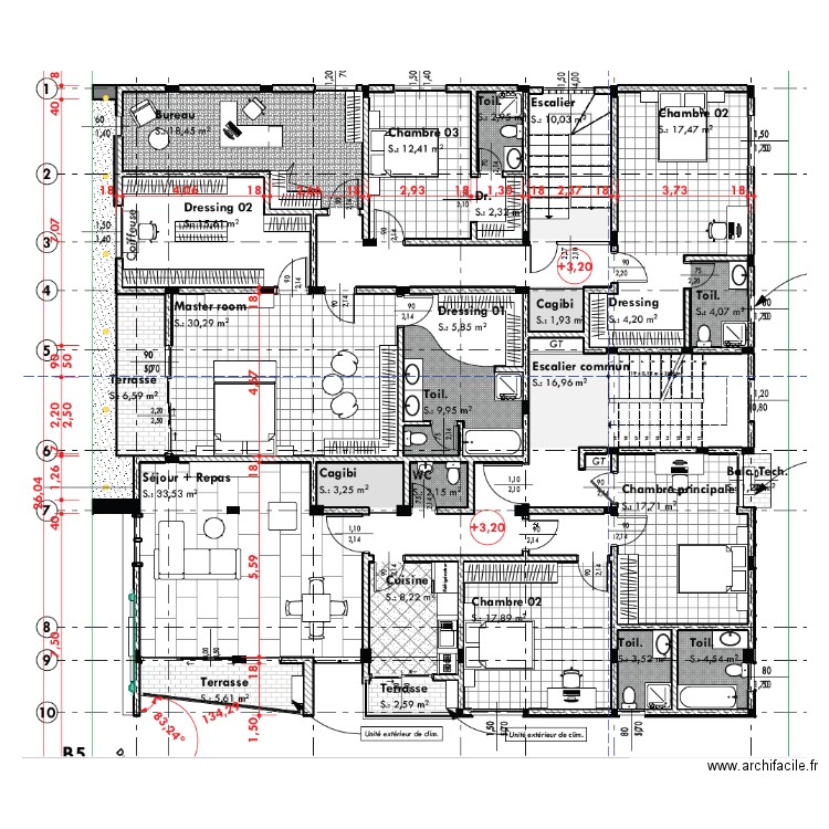 Ventilation immeuble TANAZOU Etage 1. Plan de 0 pièce et 0 m2