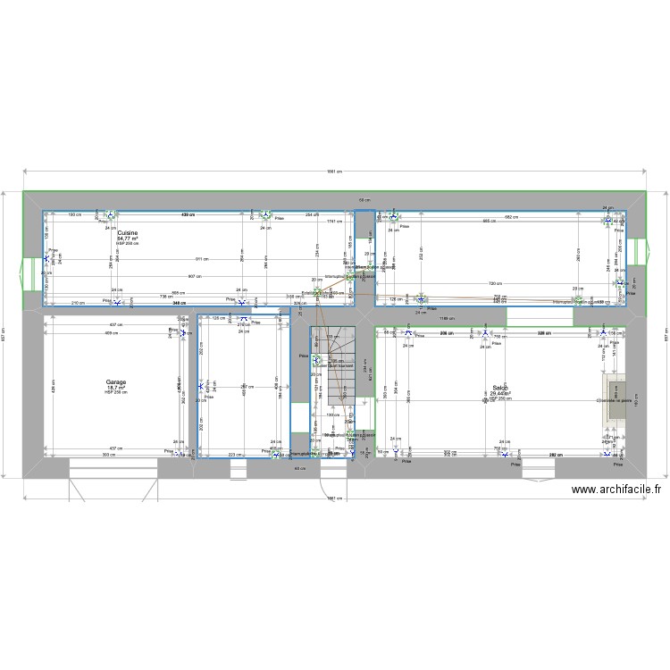 PROJET LACAUNE RDC modifier avec électricité. Plan de 3 pièces et 113 m2