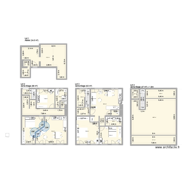 App de la gare 2em salon avant. Plan de 20 pièces et 261 m2