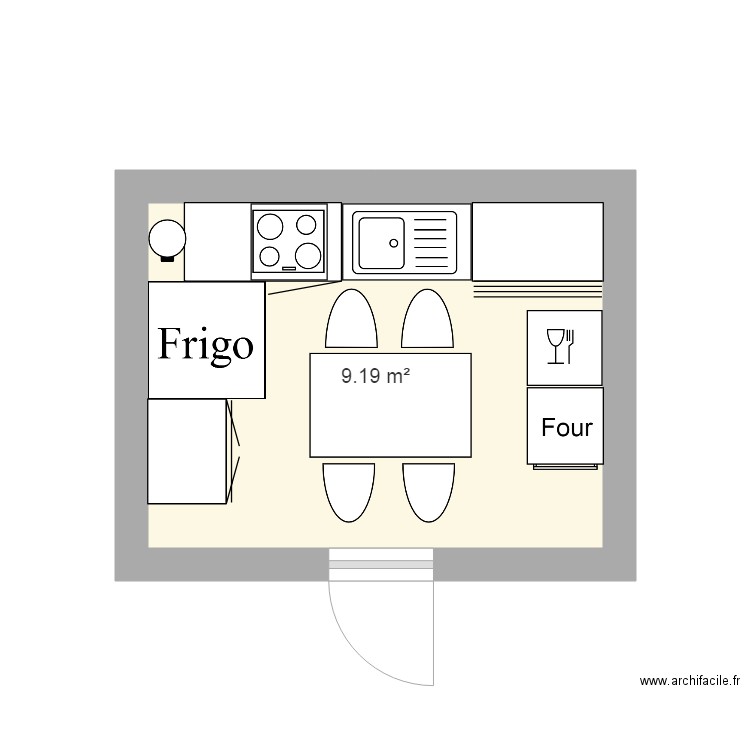 cusiine 9m2. Plan de 0 pièce et 0 m2
