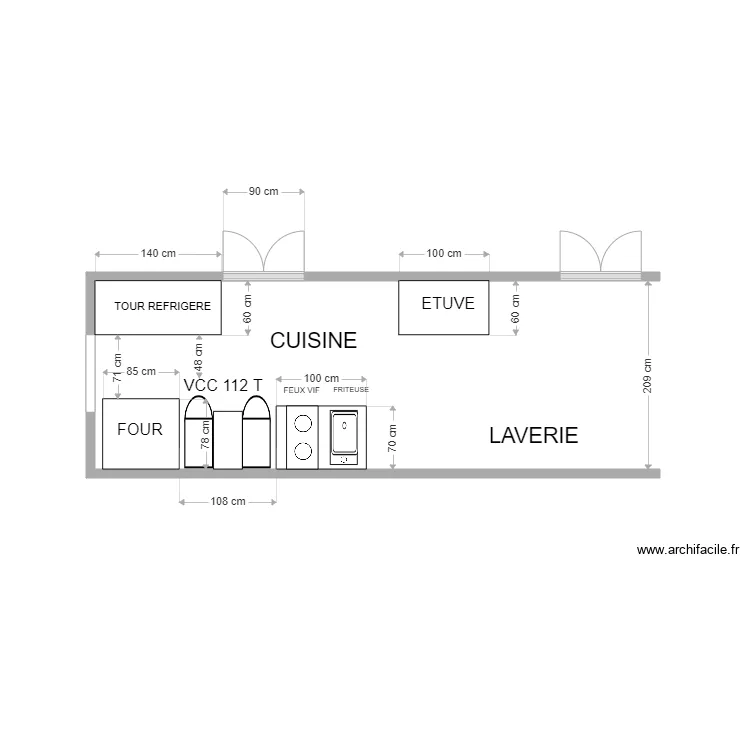 CUISINE LASCAZERE. Plan de 