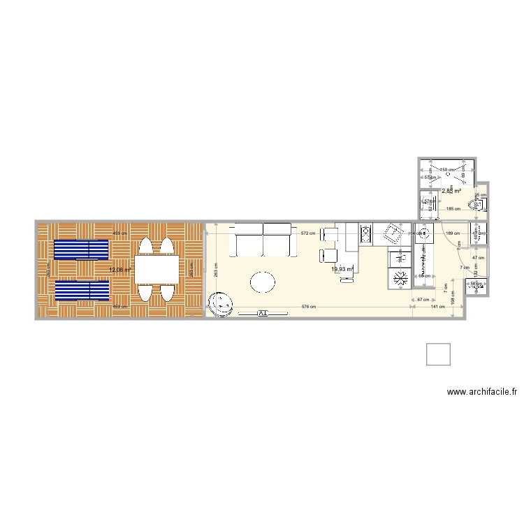 Studio Britania V6. Plan de 3 pièces et 35 m2