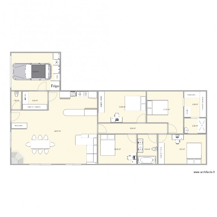 maison 120m2 rectangle. Plan de 0 pièce et 0 m2