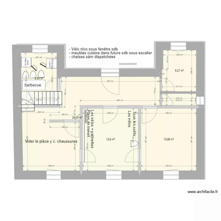 RdJ pr&eacute;pa chantier plaquiste. Plan de 