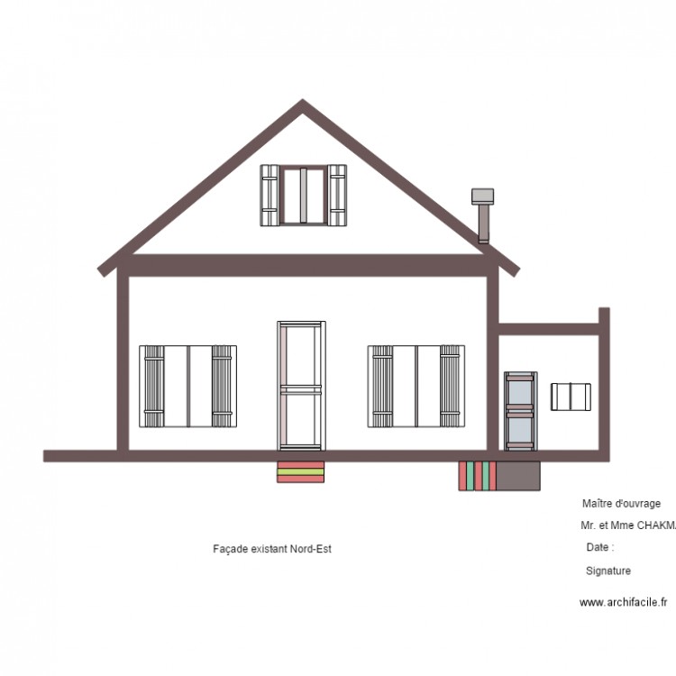 Façade existant Nord est. Plan de 0 pièce et 0 m2