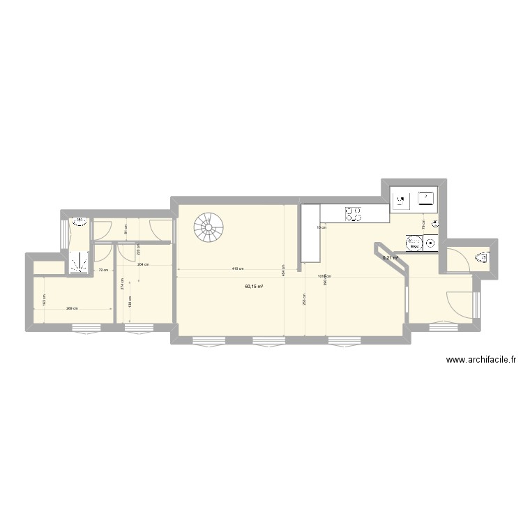 palgeoffroygrigor. Plan de 2 pièces et 61 m2