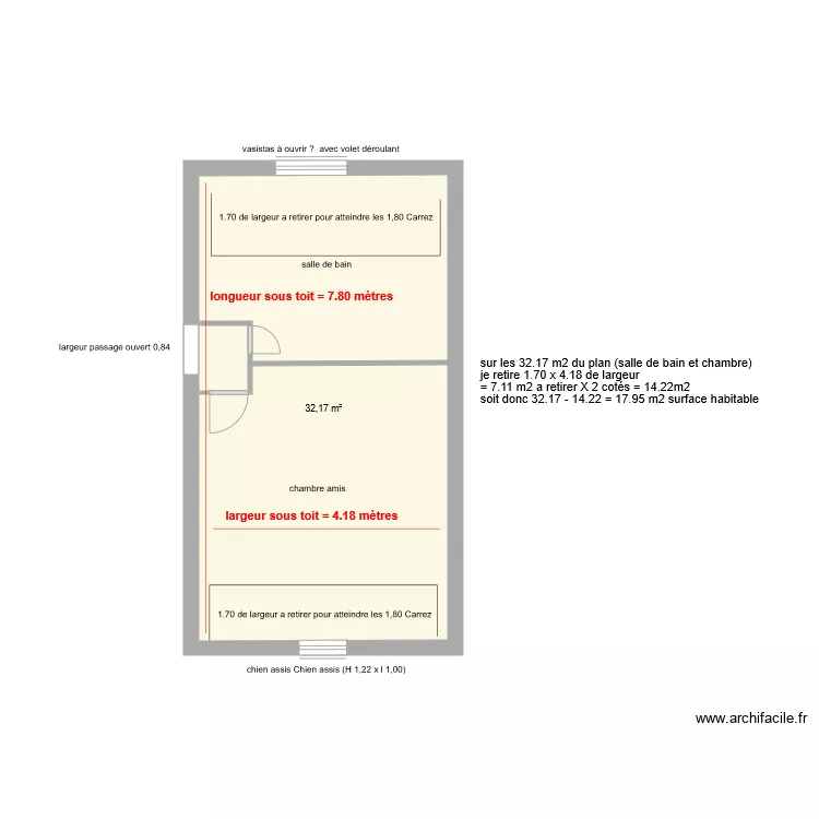 Salle de bains et chambre amis 1er &eacute;tage projet 2. Plan de 