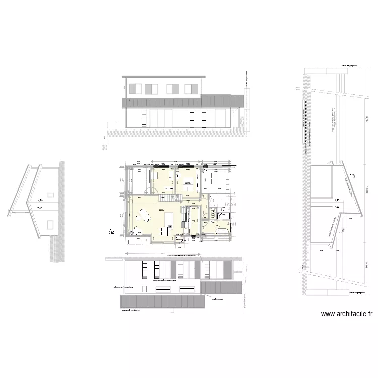 Coupe PCMI03 4 vues. Plan de 