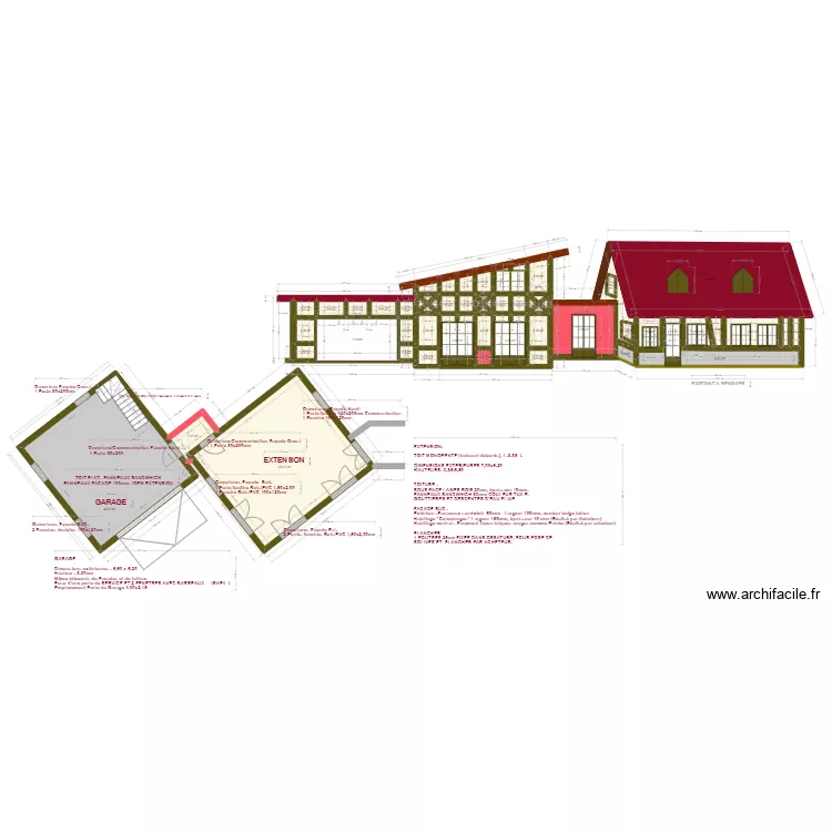PROJET 4 SAPIL MODIFIE ASPECT EXTERIEUR EXTENSION ET GARAGE. Plan de 
