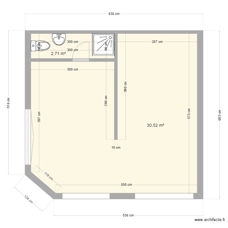 Local commercial Alpes 1. Plan de 2 pièces et 33 m2