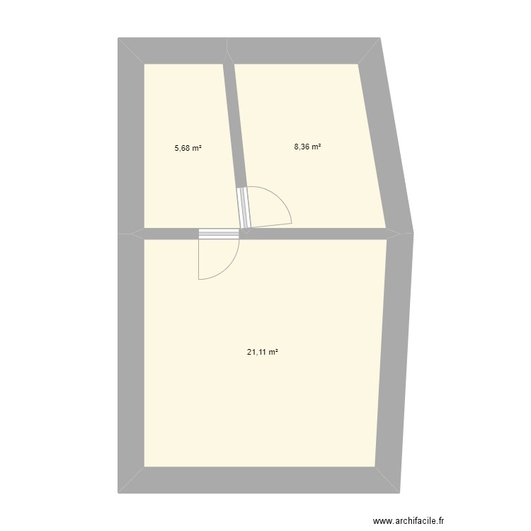 maison 2. Plan de 3 pièces et 35 m2