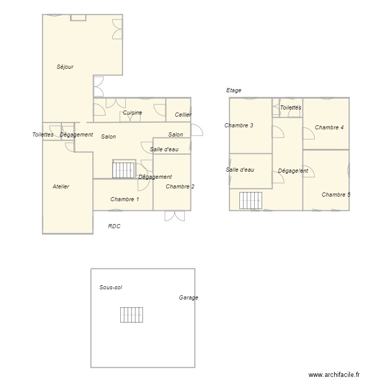 Croquis TAYSSE. Plan de 18 pièces et 172 m2