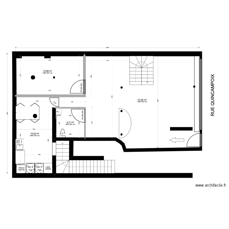 PLAN DE CLOISON RDC SOKHA. Plan de 4 pièces et 83 m2