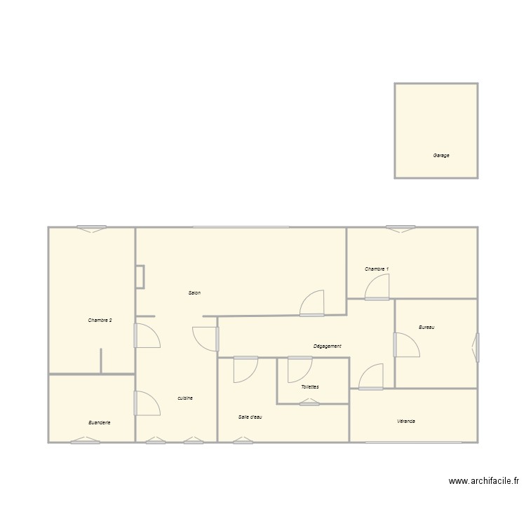 Croquis MONNET. Plan de 10 pièces et 42 m2