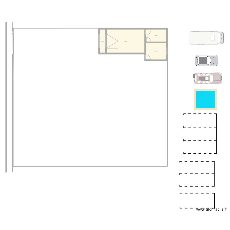 garage. Plan de 4 pièces et 50 m2