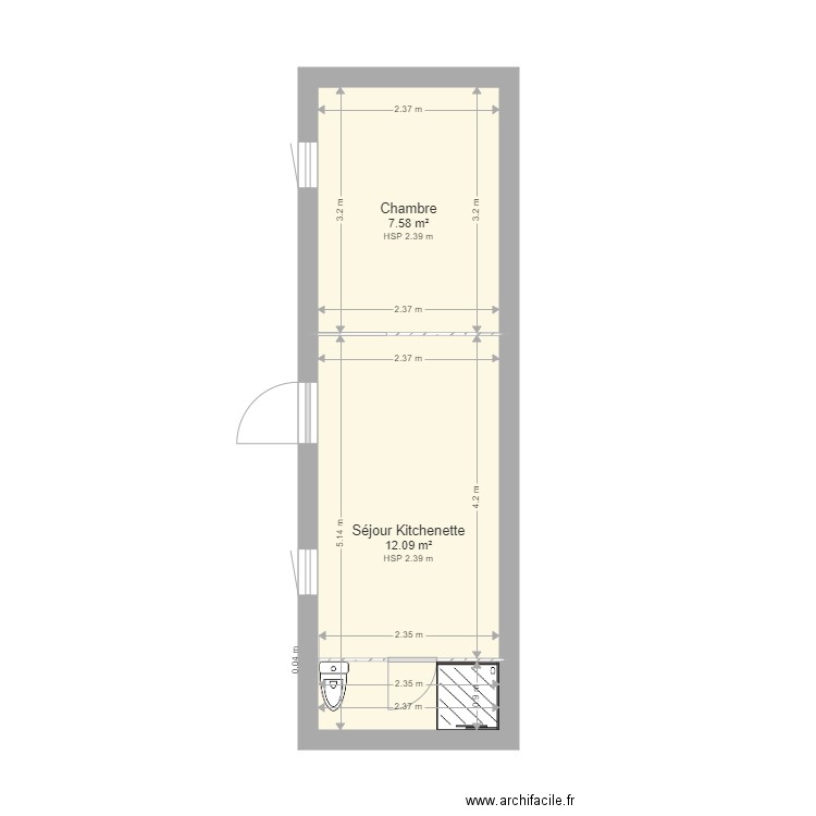 2 pièces . Plan de 0 pièce et 0 m2