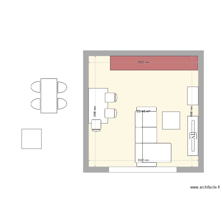 gbyg. Plan de 1 pièce et 25 m2