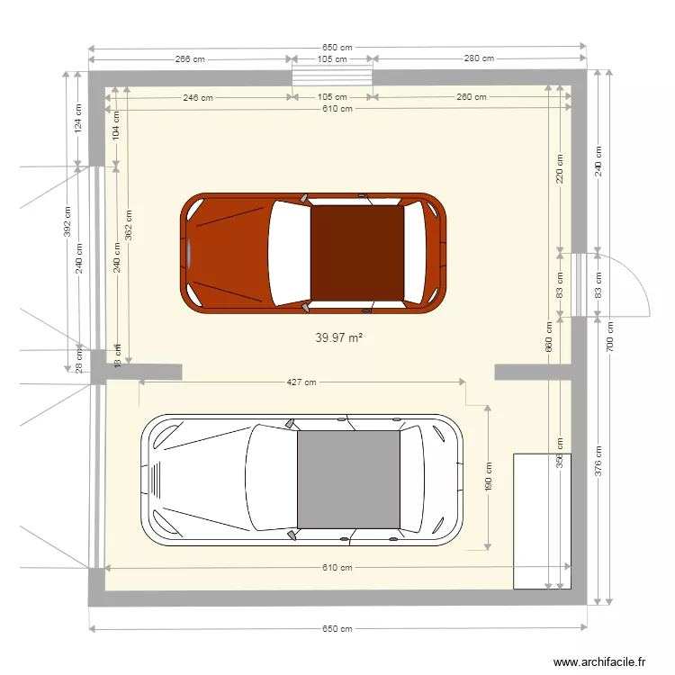 garage 2 voitures bis. Plan de 
