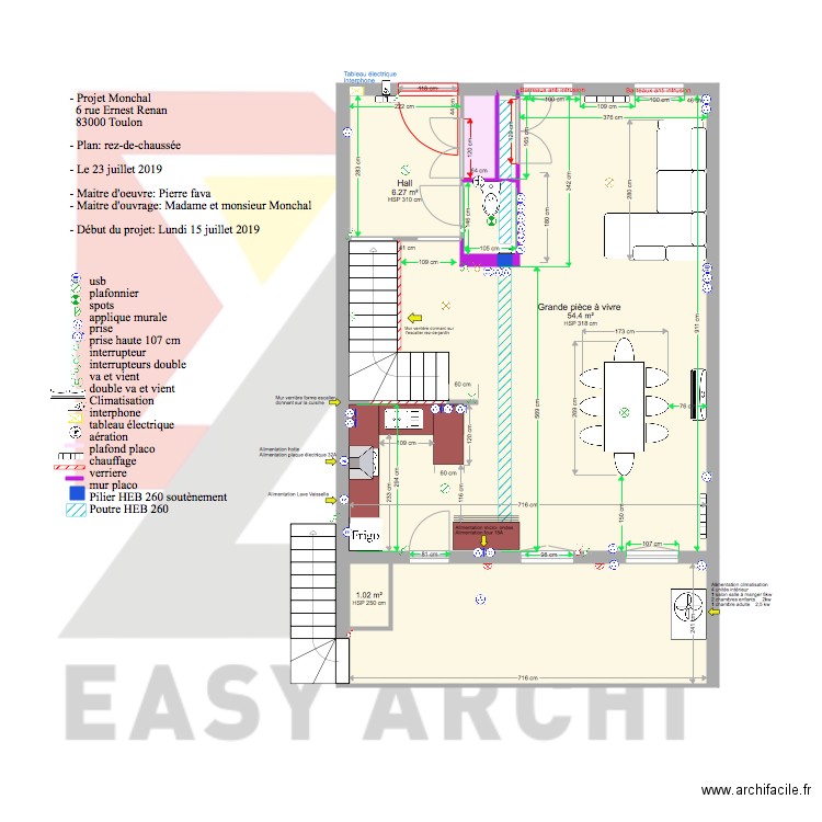 Plan Projet Monchal Rez de chaussée. Plan de 0 pièce et 0 m2