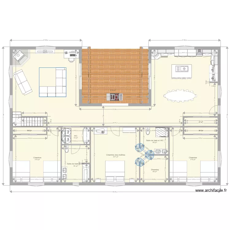 Maison en U. Plan de 