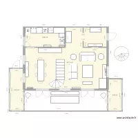 Plan chalet 2 variante entr&eacute;e avec escalier salon sans sas