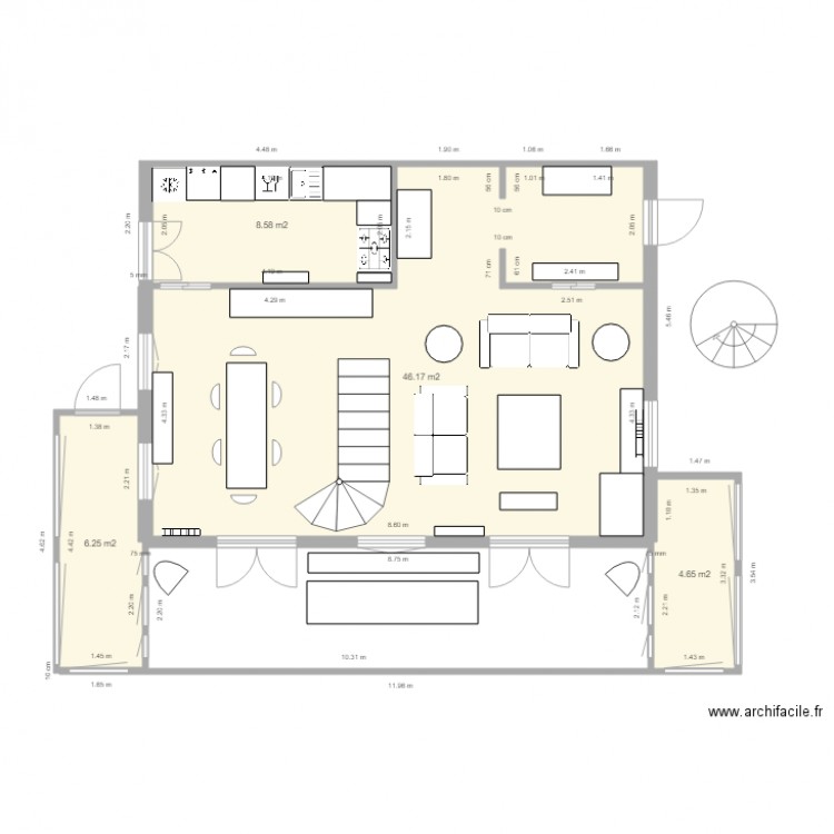 Plan chalet 2 variante entrée avec escalier salon sans sas. Plan de 0 pièce et 0 m2