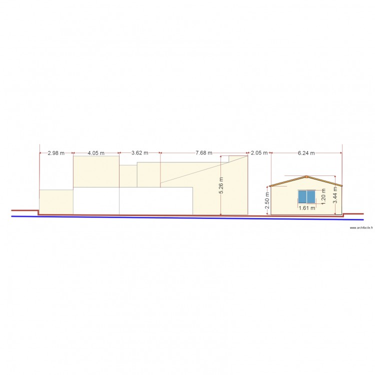 Coupe facade ouest niveaux. Plan de 0 pièce et 0 m2