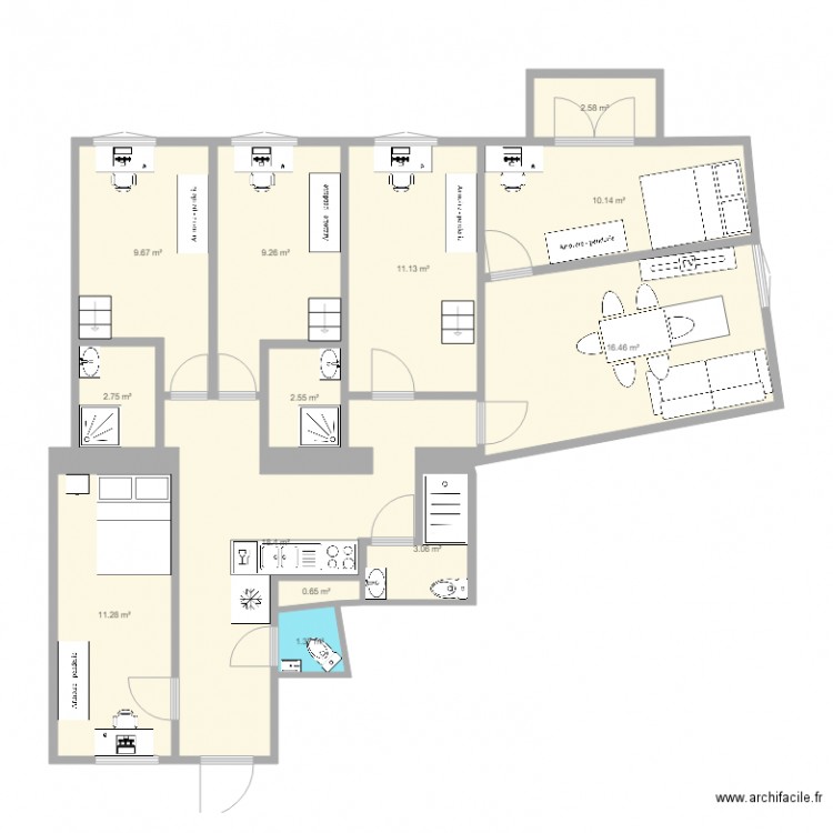 Damjanich 2 aménagé 2. Plan de 0 pièce et 0 m2