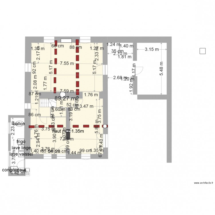 rdc modifié variante douche vue ensemble. Plan de 0 pièce et 0 m2