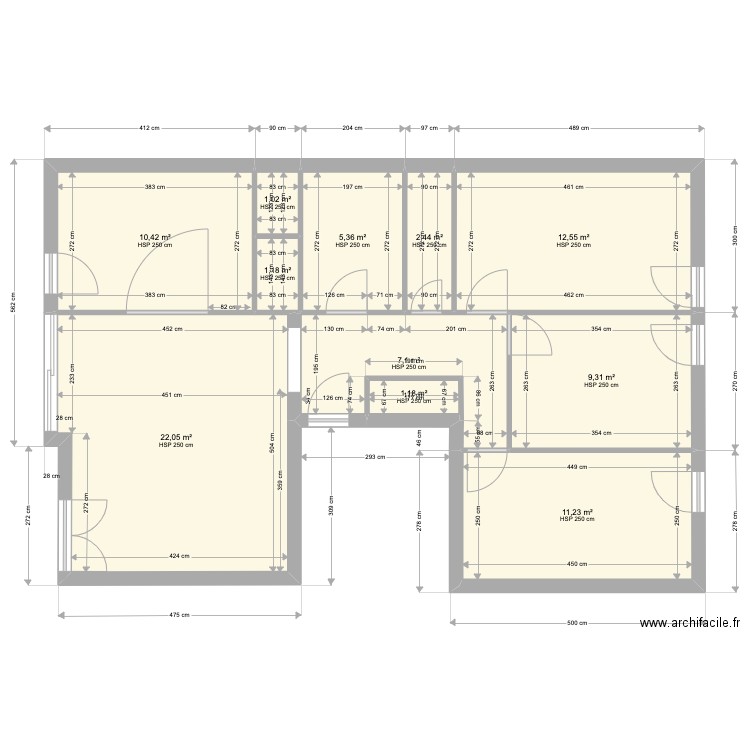 Square de Slovaquie. Plan de 11 pièces et 84 m2