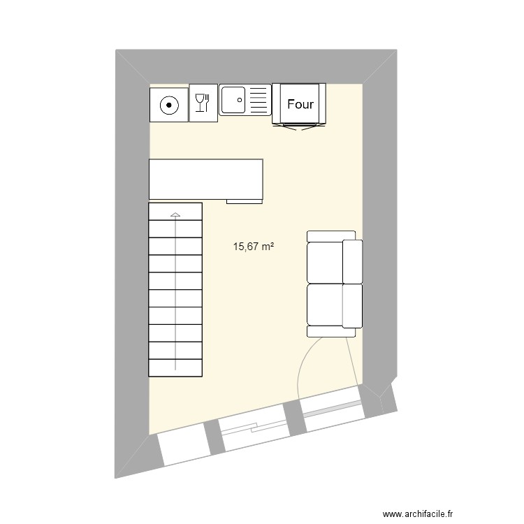 Maisonnette. Plan de 4 pièces et 31 m2